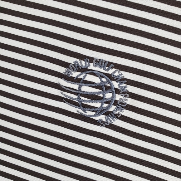 Peter Millar Summer Comfort Polo Golf Shirt B&W Striped Men L Stretch Logo - Picture 7 of 12